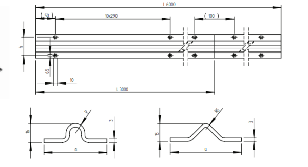 H8/39V-3000 Šina za kliznu kapiju V INOX