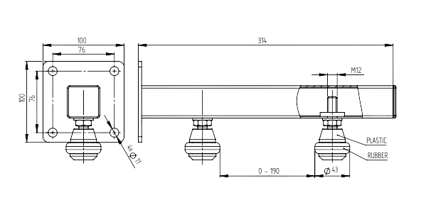 H/52-2 Vodilica za kliznu kapiju sa 2 gumene rolnice