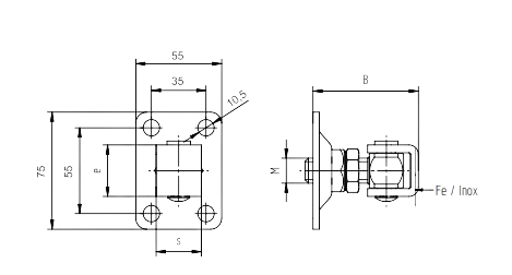 D4/53A-M16-K Štelujuća šarka sa pločom