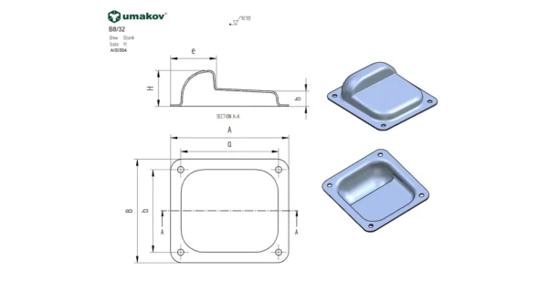 B8/32 Prednji graničnik za krilnu kapiju inox 158x138x50mm